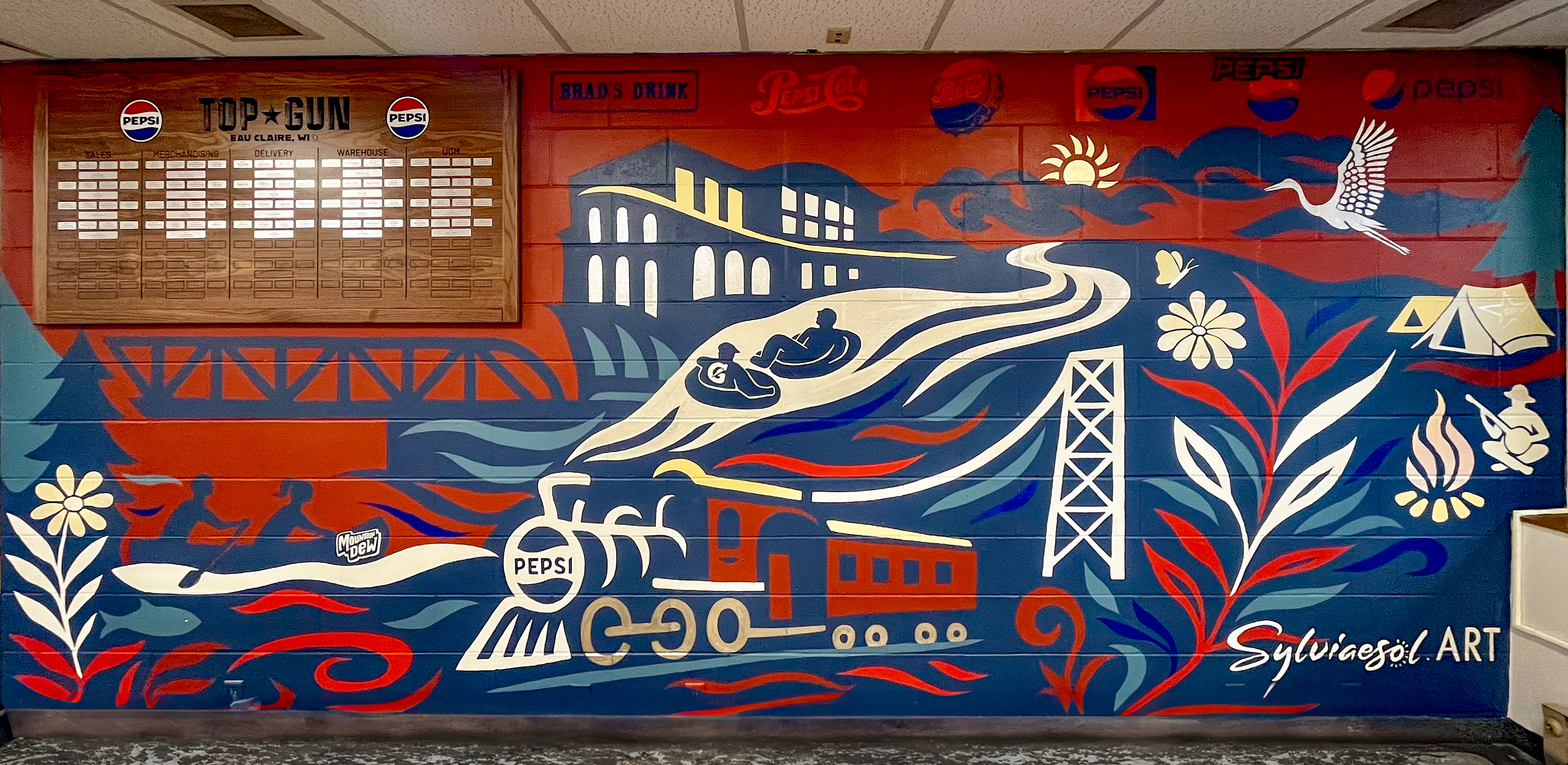 In-progress shot of the PepsiCo mural project.