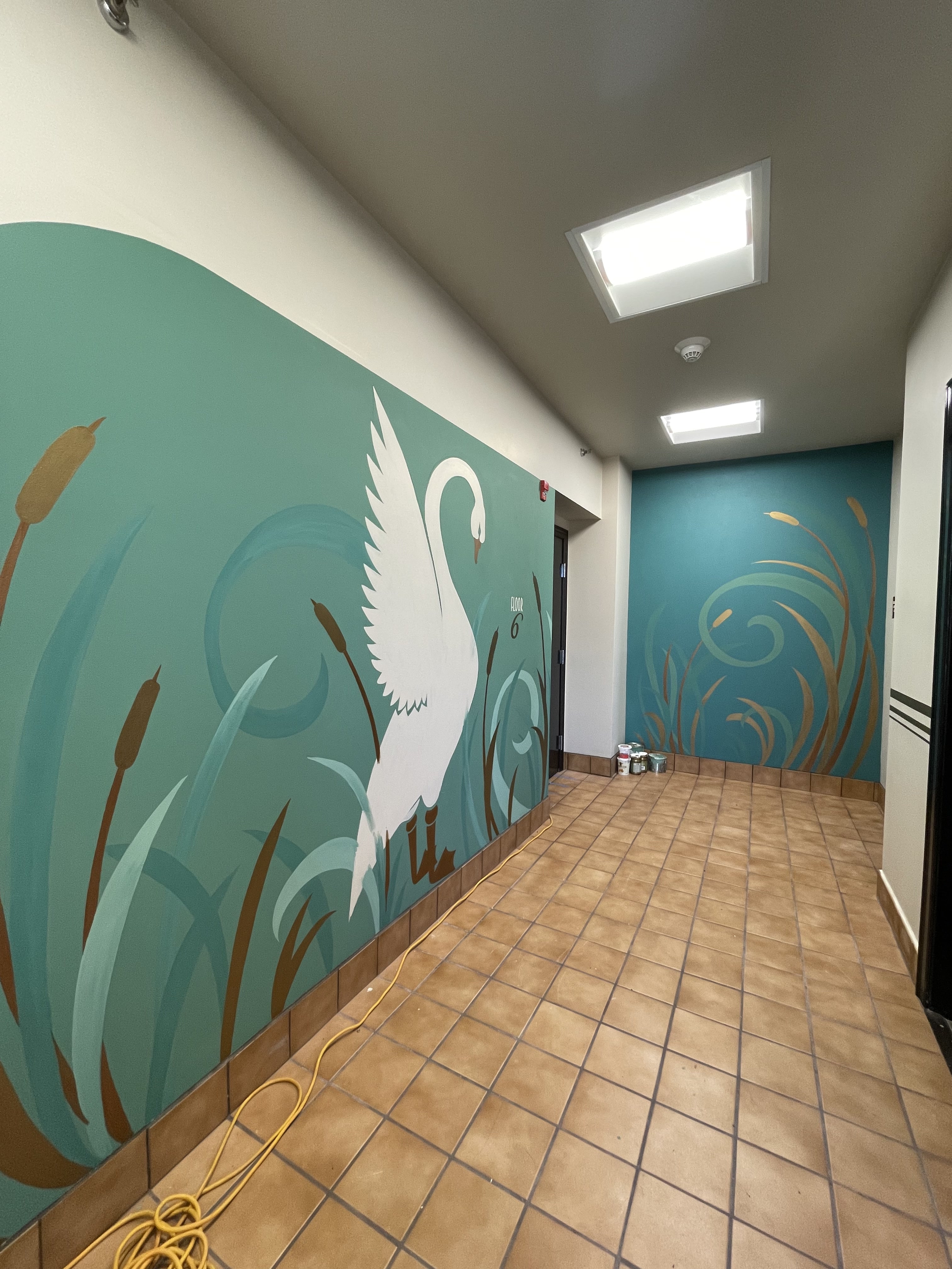 Interior shot of The Grand Apartments mural composition.