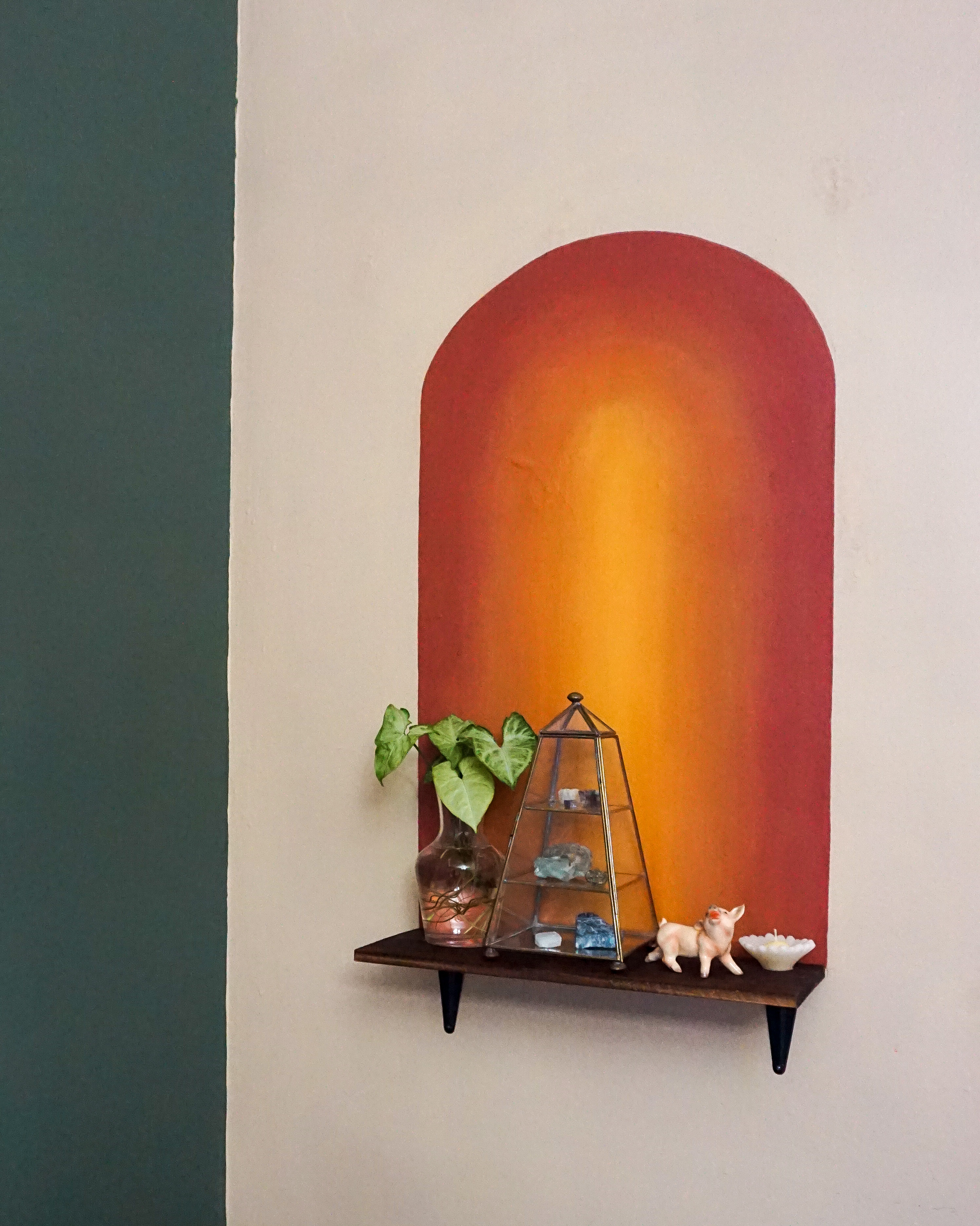 shelf with decor items