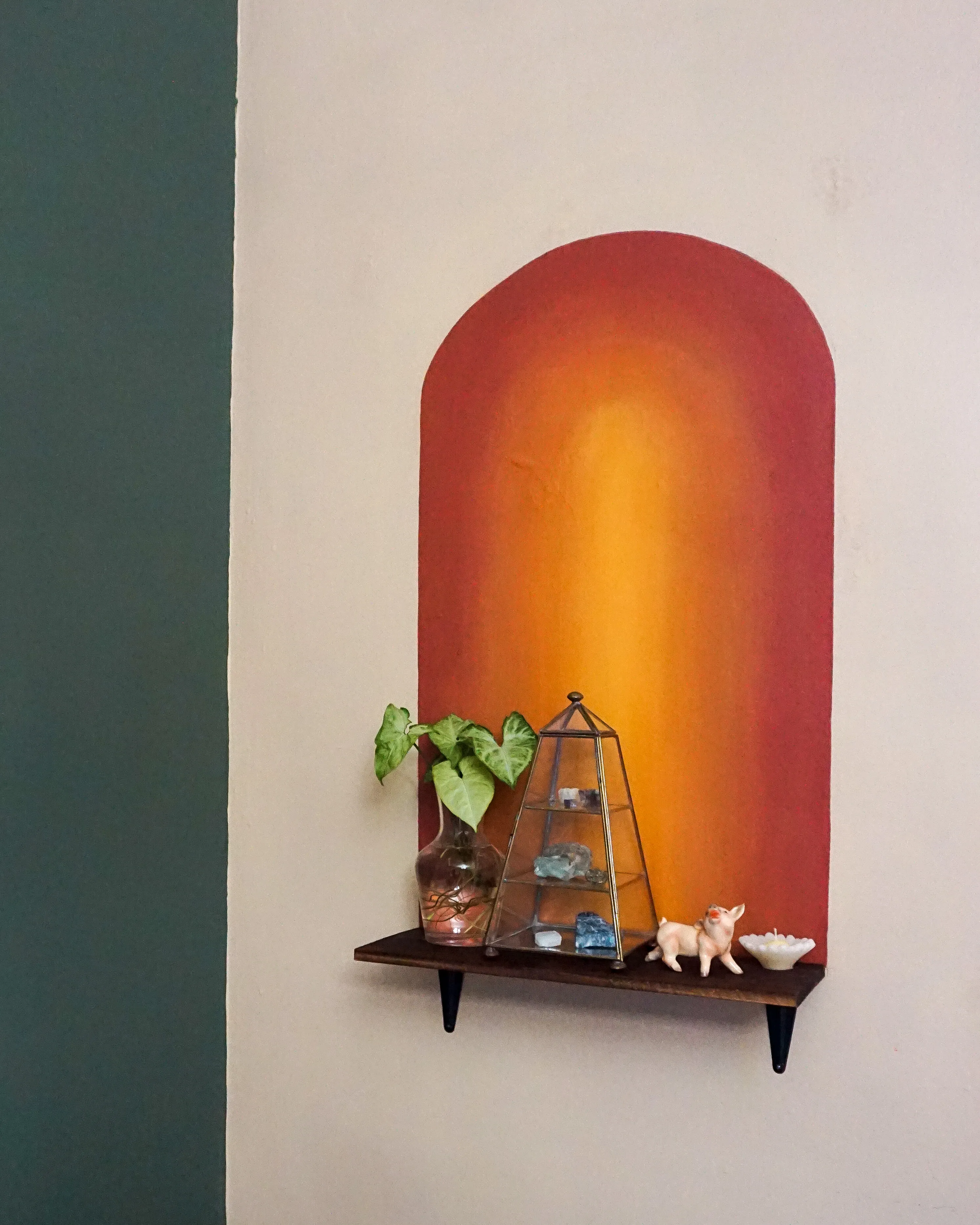 shelf with decor items