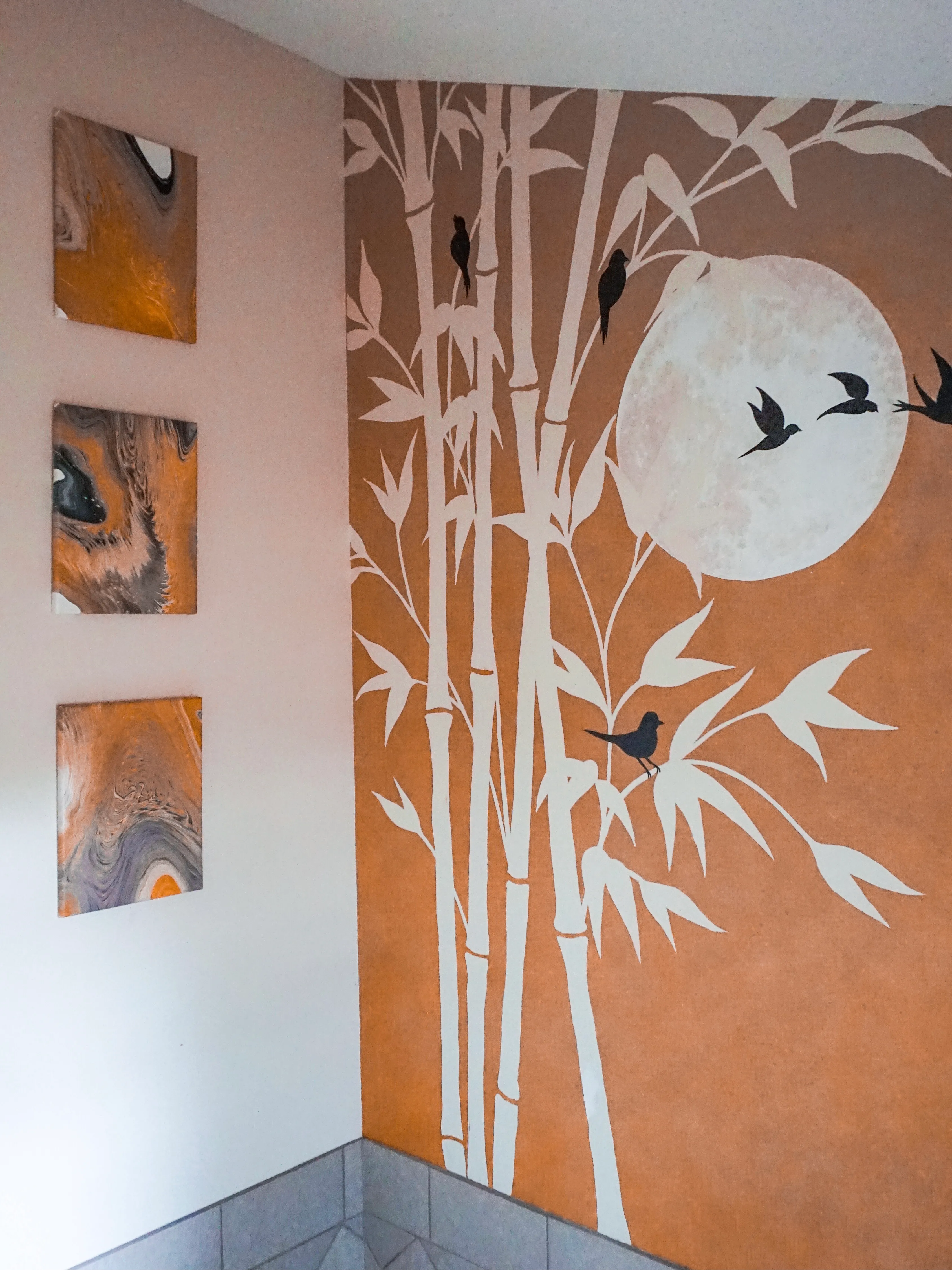 corner with canvases